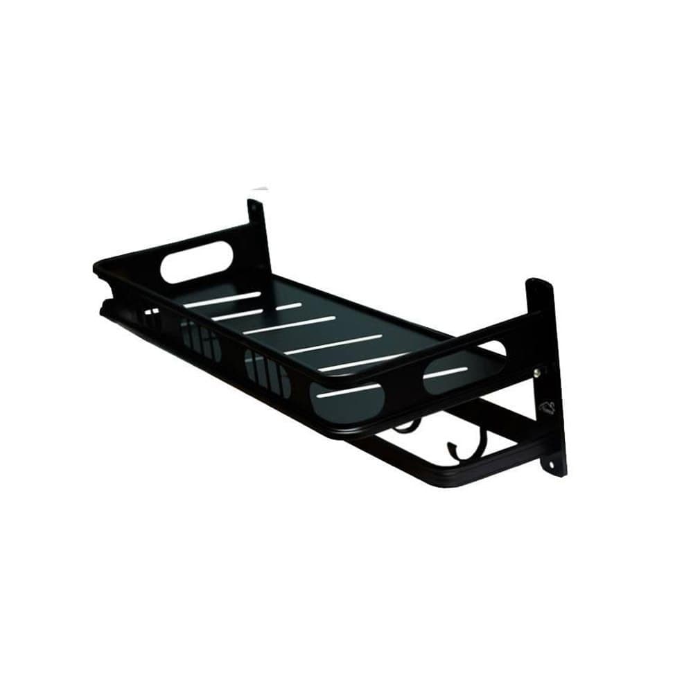 Towel rack black with hooks