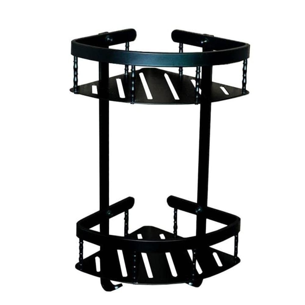 Black Double Corner Shelf - Stylish Storage Solution