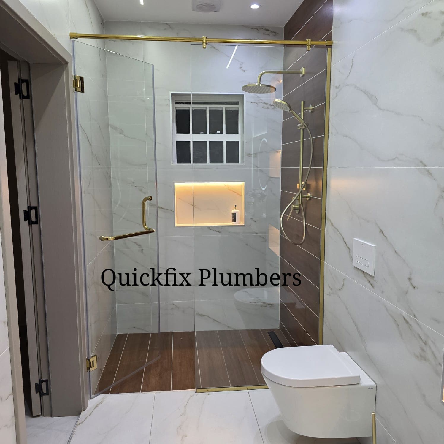 Gold Frame Shower Enclosure | Custom Glass Shower Enclosure Nairobi - Quickfix Plumbers