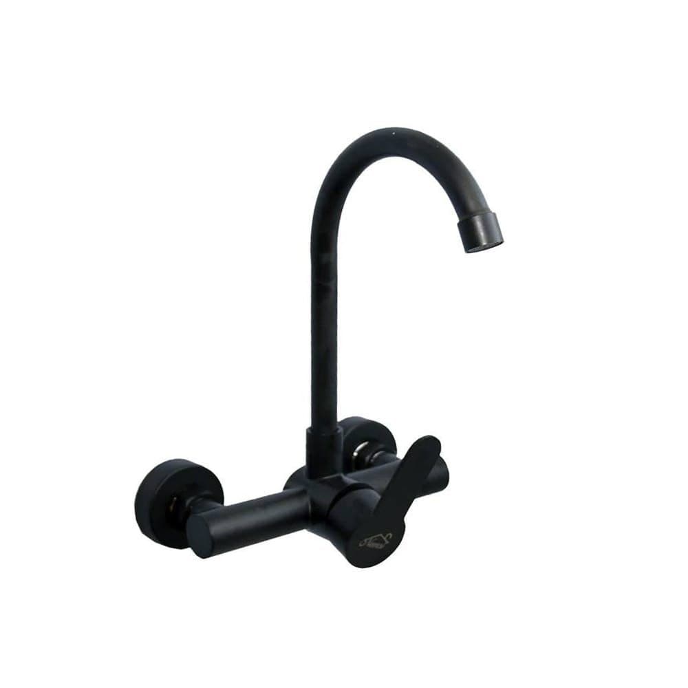 Black Wall-Mounted Kitchen Faucet - Sleek Style and Practicality