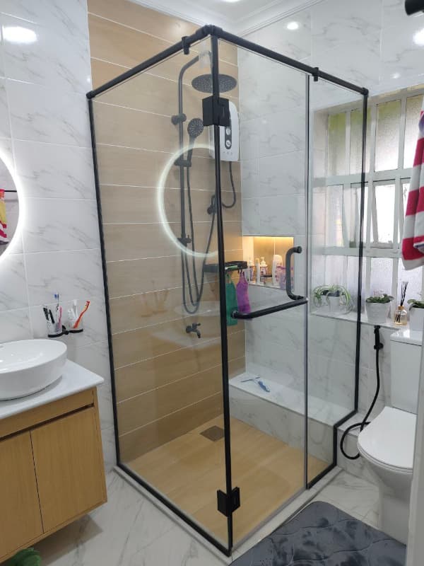 Industrial Matte Black Shower Cubicle | Frameless Corner Design | Quickfix Nairobi